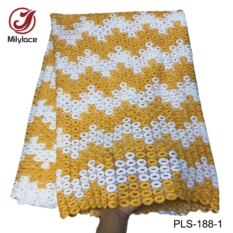 Unique design African water soluble fabric with rhinestone nice embroideryguipure lace PLS-188 | Дом и сад