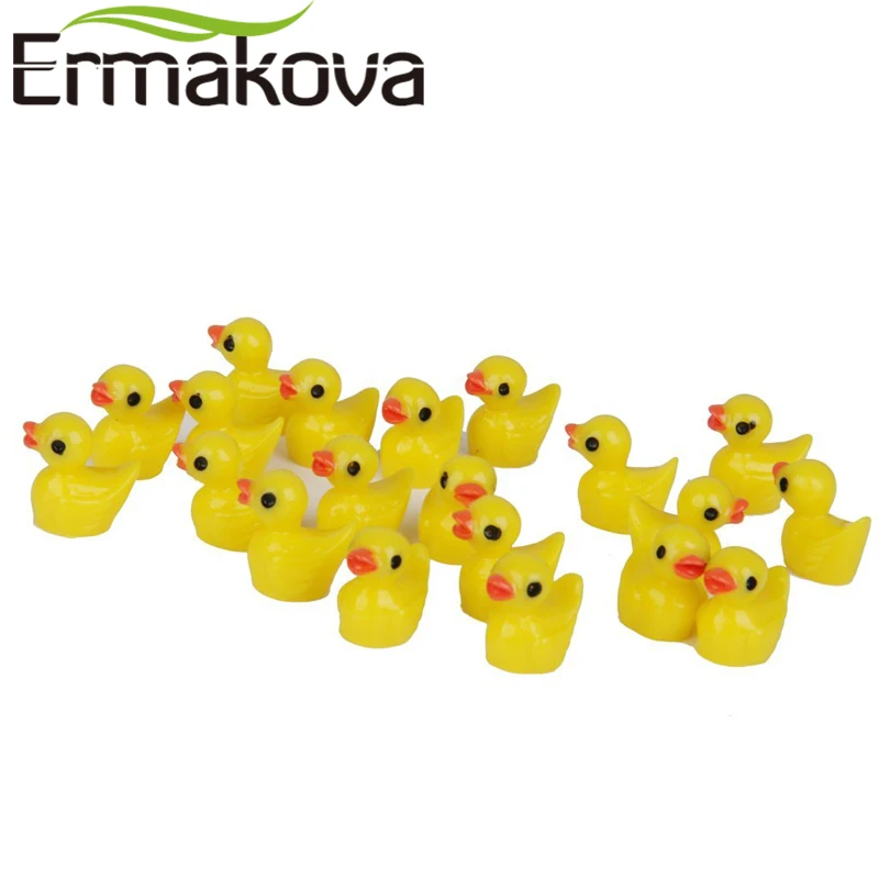 ERMAKOVA 50 шт./лот 18*15 мм Полимерная мини желтая утка фигурка животное миниатюрный