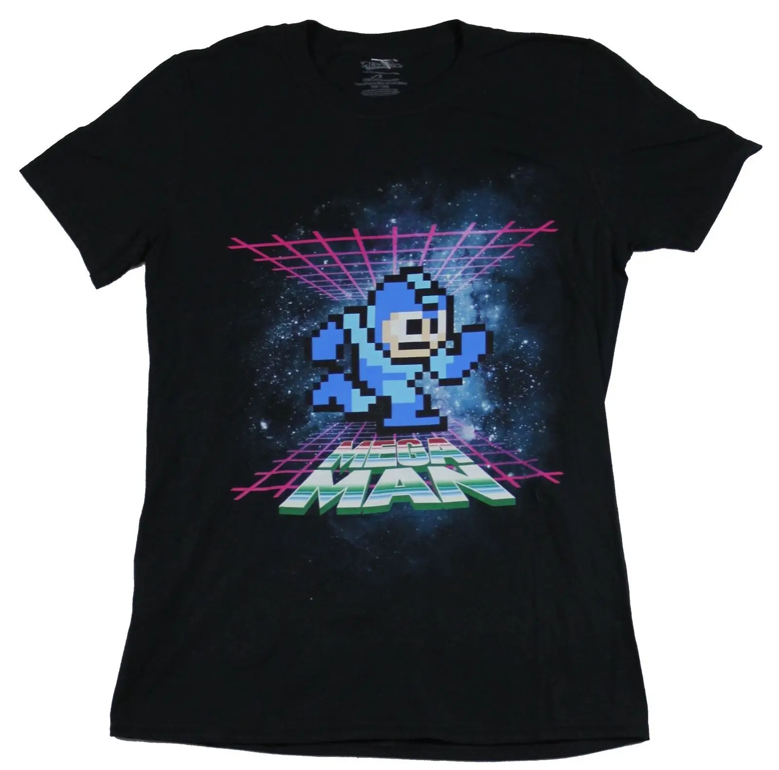 Мужская футболка Mega Man-Megaman Space Vector Over Name с мультипликационным принтом