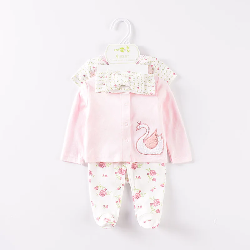 Комплект детской одежды из хлопка комплект 4 предметов для маленьких девочек