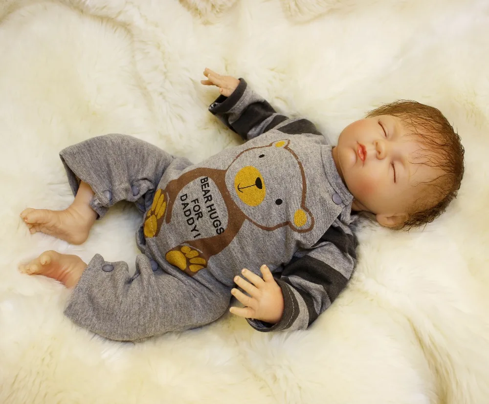 Кукла новорожденная силиконовая мягкая игрушка 18 дюймов с тканевым телом