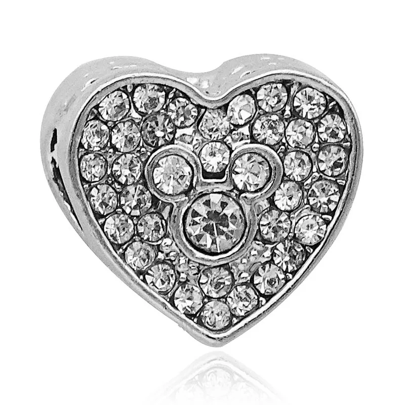 mickey heart 1 Дропшиппинг Подвески бусины Микки Минни мультфильм хрустальные бусины подходят к оригиналу Пандора талисманы Браслеты DIY женские ювелирные изделия - Цвет: mickey heart 1