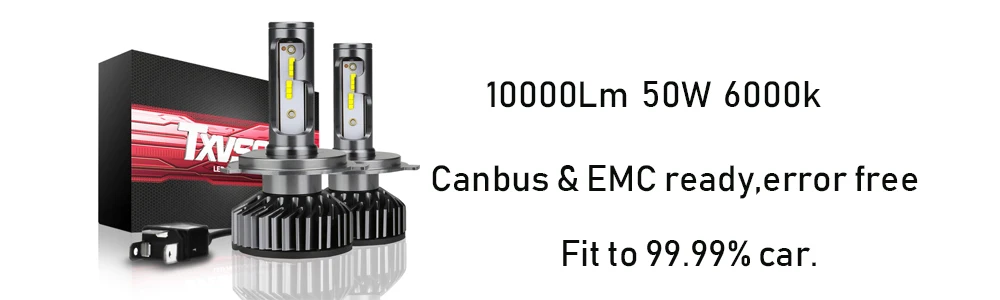 TXVSO8 H7 светодиодный фары 6000K светодиоды с чипом CSP 10000Lm 50w Противотуманные фары Tubor светодиодный H1 H4 H11 9005 HB3 9006 HB4 9012 авто фары