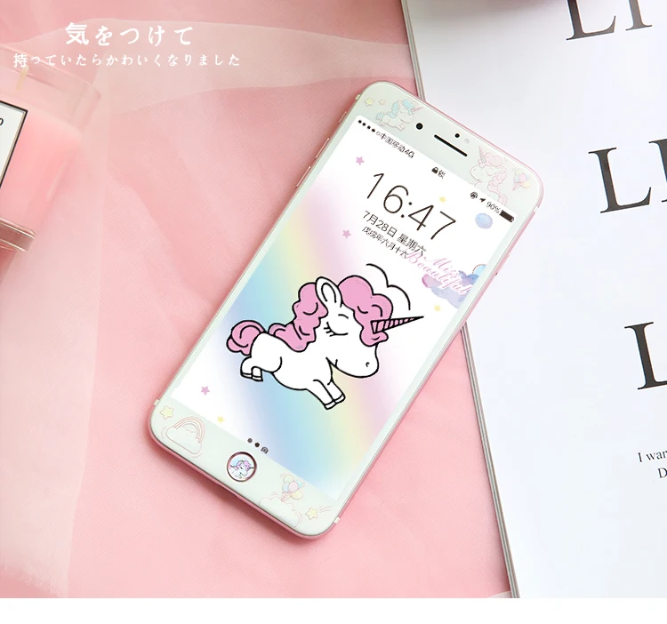 3D чехол с единорогом для iPhone 8 plus и переднее закаленное стекло iphone 6 6splus узором 7 7plus