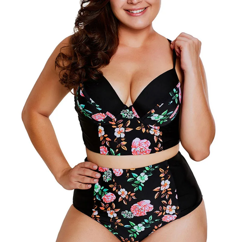 Плюс Размеры Два Купальник Высокая Талия Сексуальные Купальники Push Up Фитнес