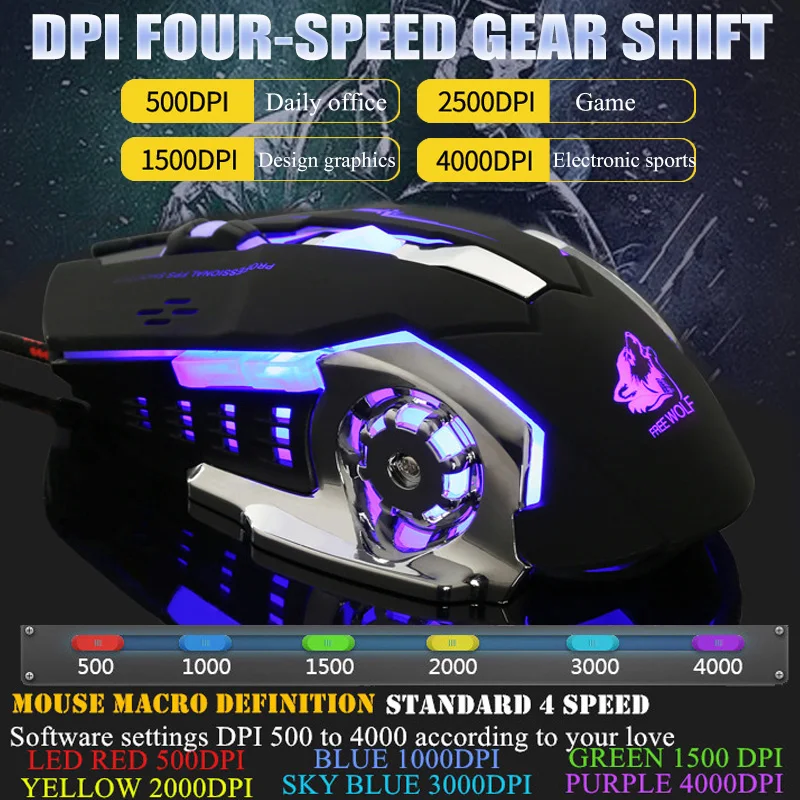 V5 Wired Mechanical Gaming Mouse 4000 dpi 6 Buttons For pc Laptop Computer gaming mouse computer overwatch gamer | Компьютеры и офис