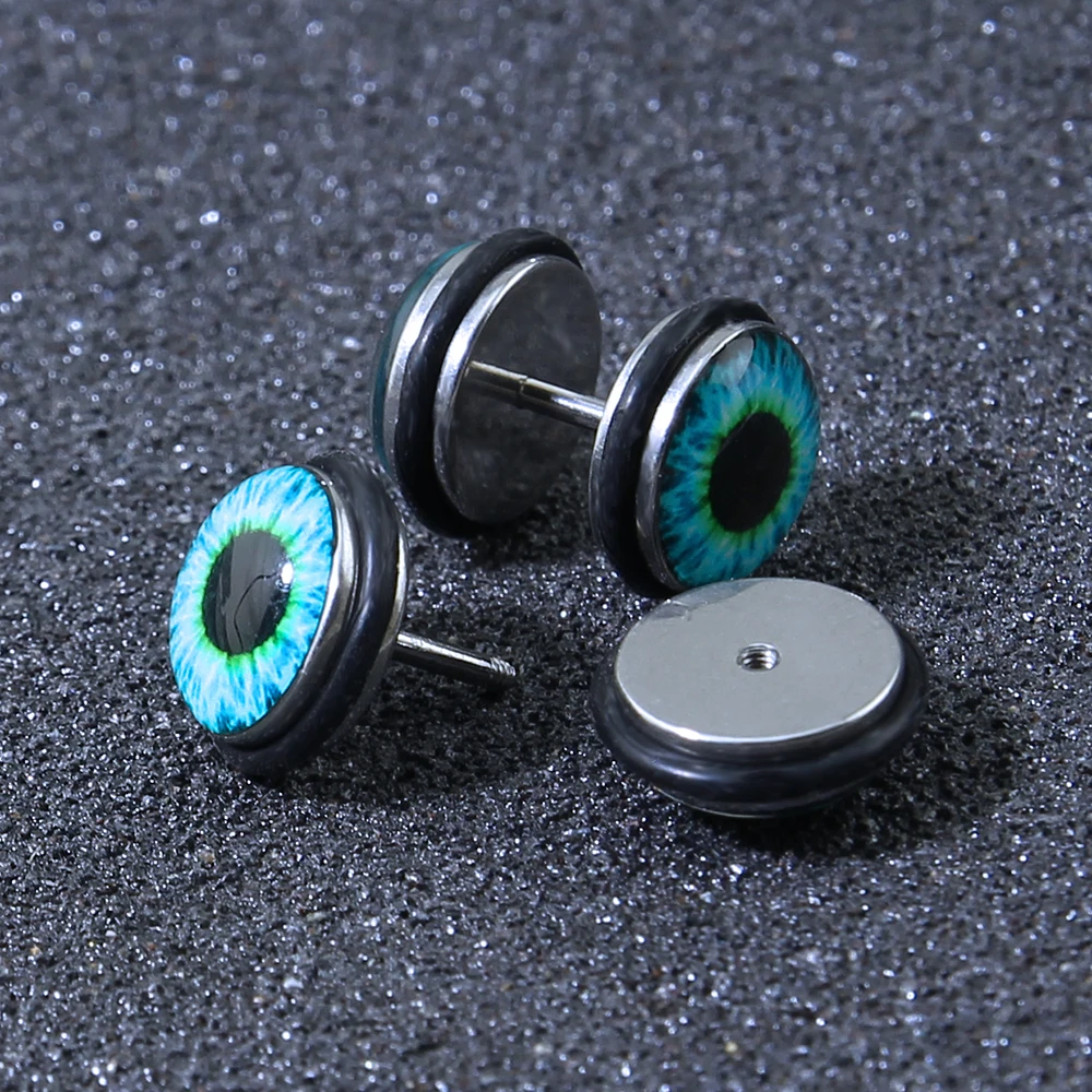 1 Pair Evil Eye Stud Earrings Punk Ear Piercing Stainless Steel Women Men Body Jewelry orecchini donna | Украшения и аксессуары