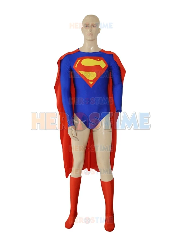 Новый дизайн костюм супергероя Супермена красный и синий спандекс зентай