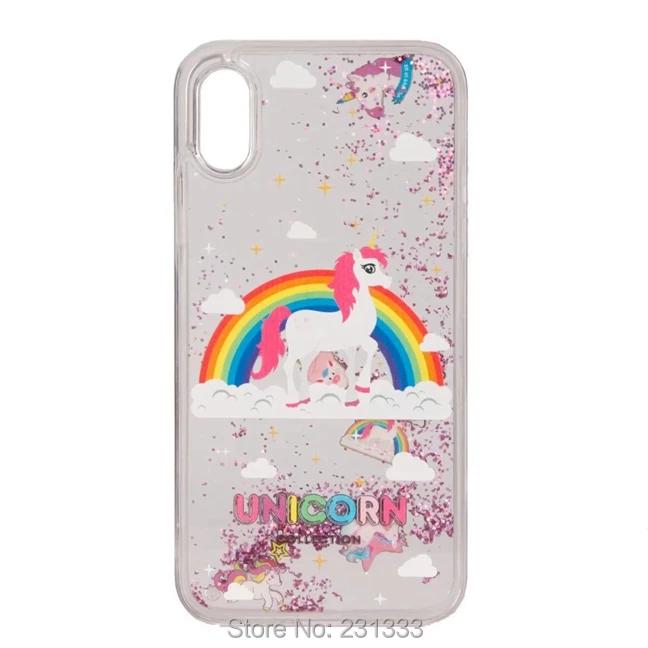 C-ku Liquid Quicksand Glitter Unicorn Hard PC TPU Case For Iphone X 8 7 PLUS 7plus I7 6 6S Star Cartoon Cover Skin Fashion 50pcs | Мобильные