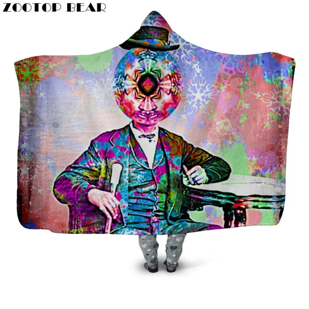 Хип хоп мужское одеяло с капюшоном 3D принт модное плюшевое мягкое офисное для