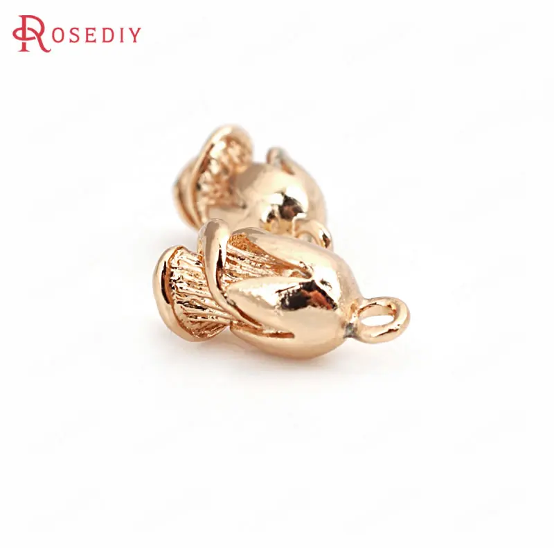 6PCS 6x13MM 24K Champagne Gold Color Plated Brass Rose Charms Pendants High Quality Diy Jewelry Accessories | Украшения и