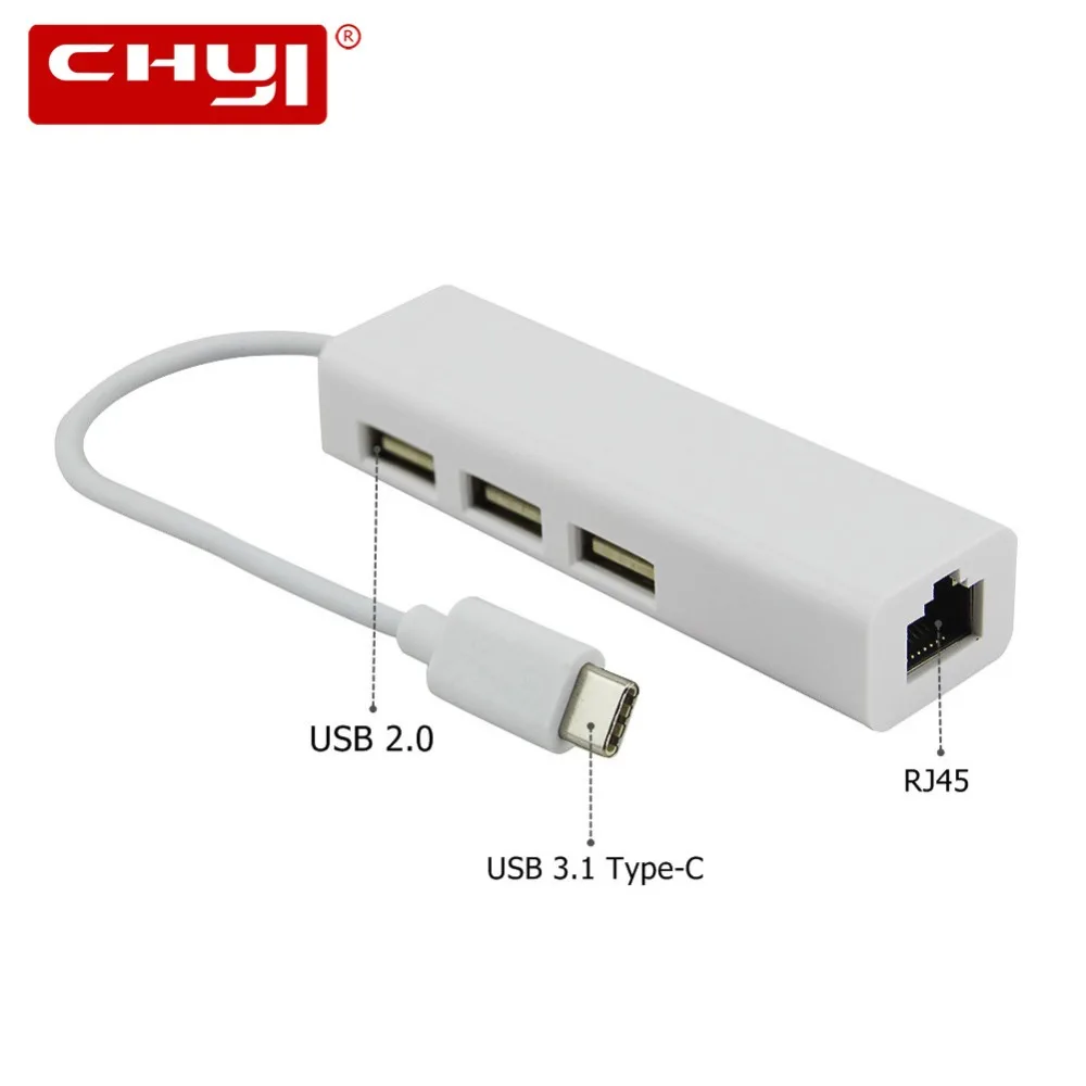 CHYI USB 3 1 Type C Многофункциональный Lan адаптер RJ45 Ethernet порта концентратор