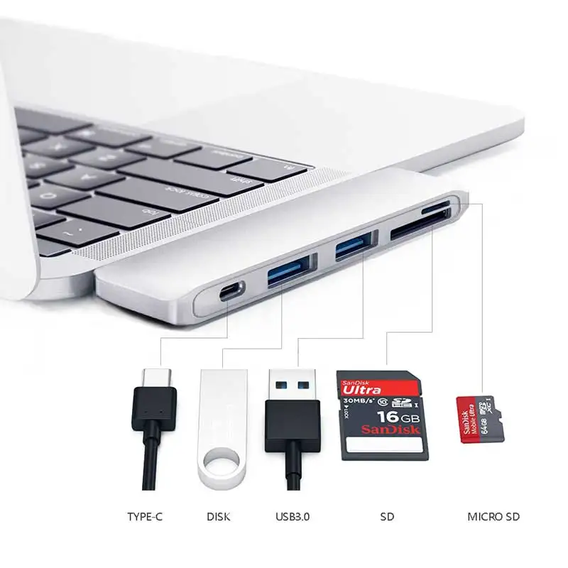 Тип usb C концентратор Thunderbolt 3 адаптер dongle док комбо с USB 0 порты SD слот Micro карты для