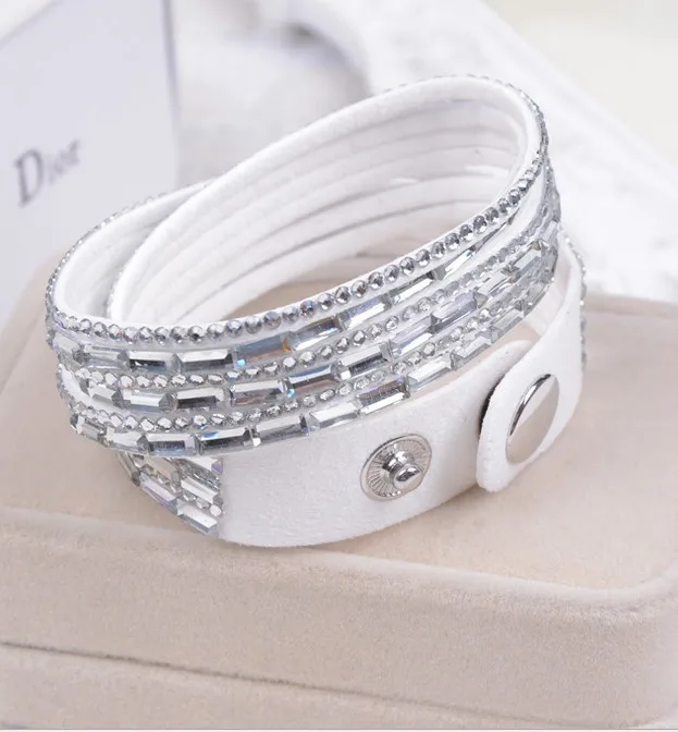 1 шт. разноцветный Бархатный браслет ручной работы блестящий кожаный со стразами