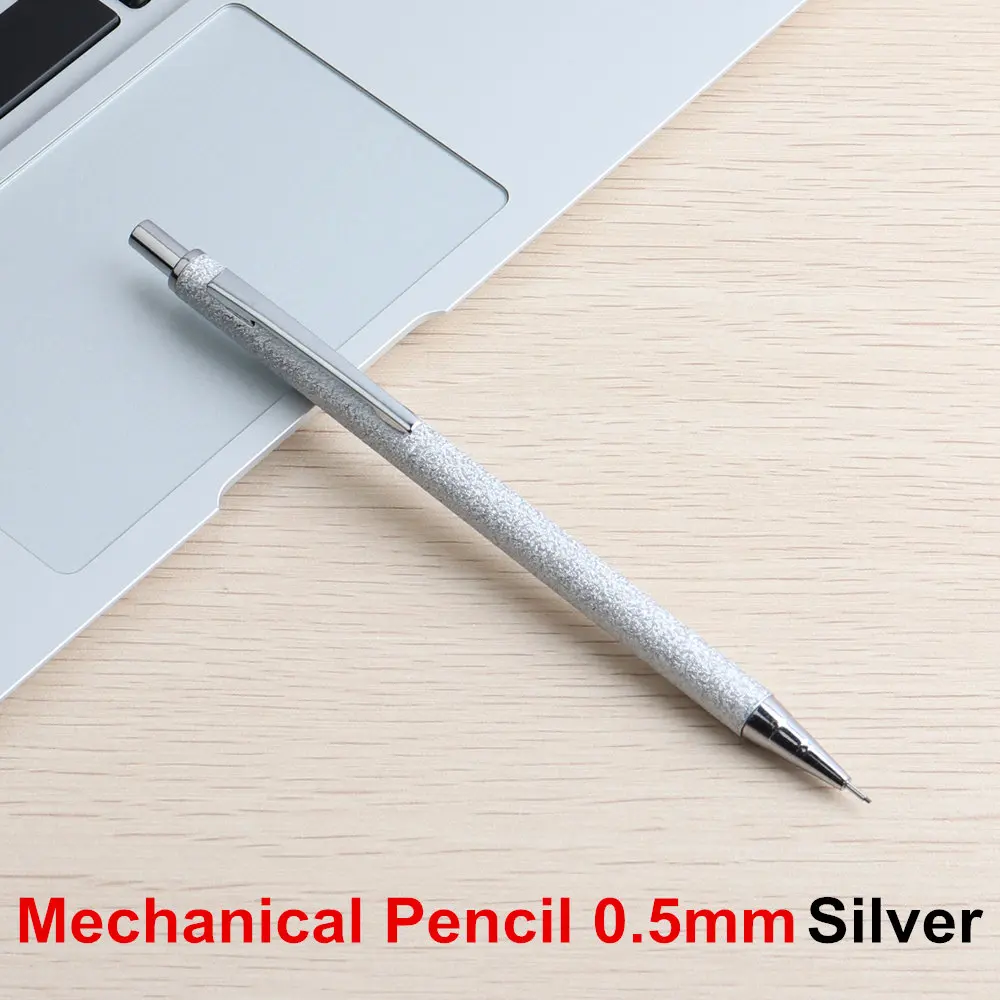 Pencil Silver 0.5 0,5/0,7 мм металлический механический карандаш канцелярские творческий Пресс автоматический ручки для студента для рисования офиса и школы - Цвет: Pencil Silver 0.5