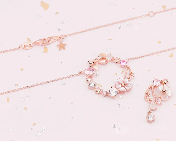 Card Captor Sakura Розовый венок Rosegold Цепочки и ожерелья с подвесками Косплэй Опора