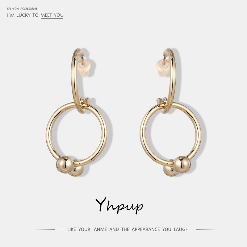 Женские серьги капельки Yhpup корейские Металлические в виде медных кругов для