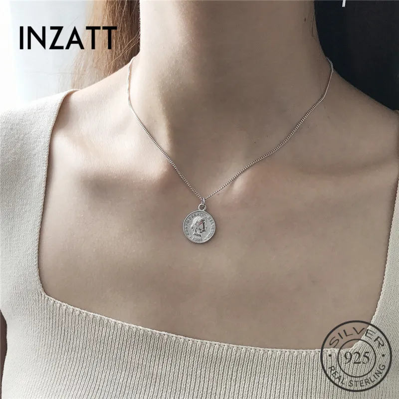 

INZATT Classic Dollar New Pendant Necklace Genuine 925 Sterling Silver Chain For Women party Fine Jewelry Accessories Gift