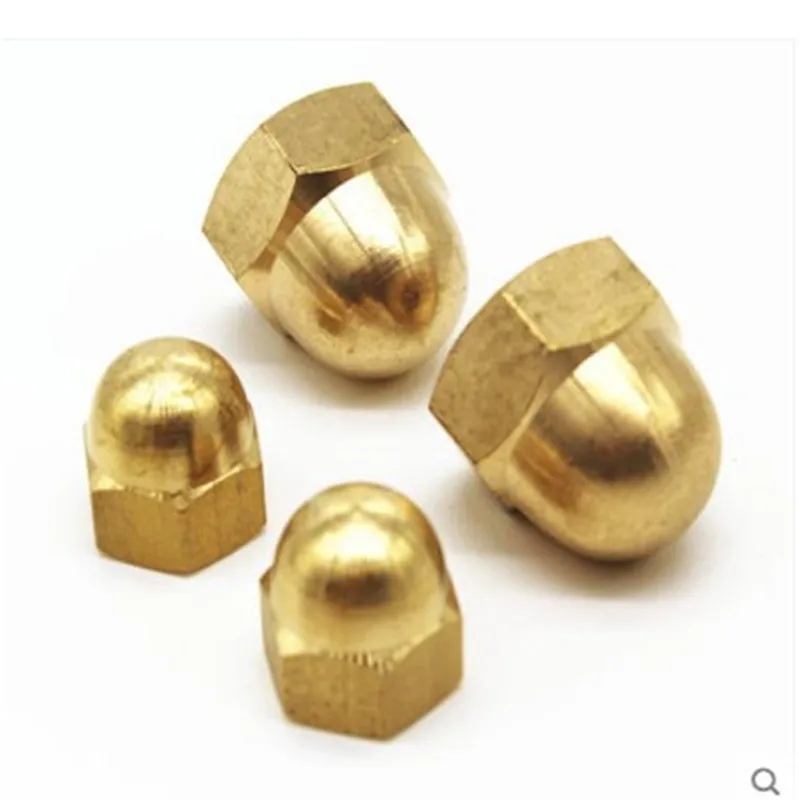 brass cap nut 2-20 шт латунная сталь с черной нержавеющей стали желудь гайки M3 M4 m5 m6 m8 m10 m12 колпачок гайка желудь купольная головка шестигранные гайки - Цвет: brass cap nut