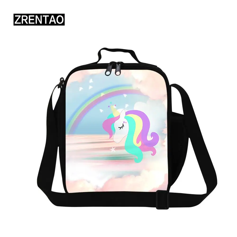 Lunch Cooler Bag 1 Радуга Единорог печать милый мультфильм детская сумка для обеда изолированный Bento коробка ланчбаг с плечевым ремнем держатель воды для малышей - Цвет: Lunch Cooler Bag 1