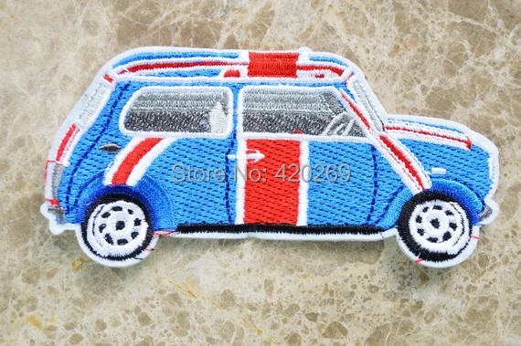 

1x BRITISH FLAG CAR union jack MINI AUTOMOBILE Iron On Patches, sew on patch,Applique, Made of Cloth,100% Quality