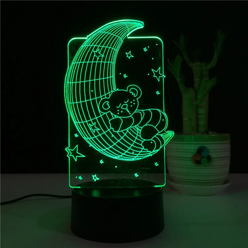 2019 последняя медведь на Луне 3D USB Спальня прикроватная лампа стерео видения 7