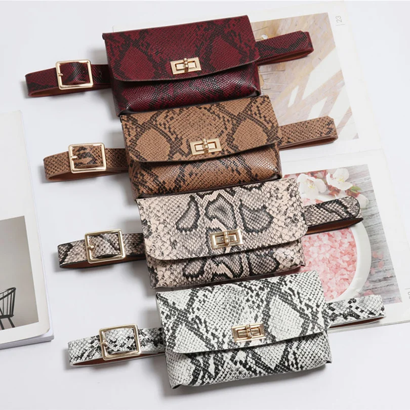 ESHINEDER Women Leather Waist PackFanny Pack Fashion Serpentine Bag Vintage Belt Bags Phone Pocket | Багаж и сумки