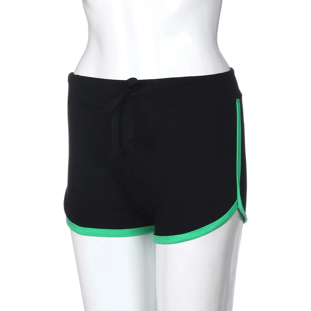 Feitong женский из смеси хлопка летние шорты брюки контрастная вязка Сторона Сплит эластичный пояс пэчворк повседневные короткие брюки# w35