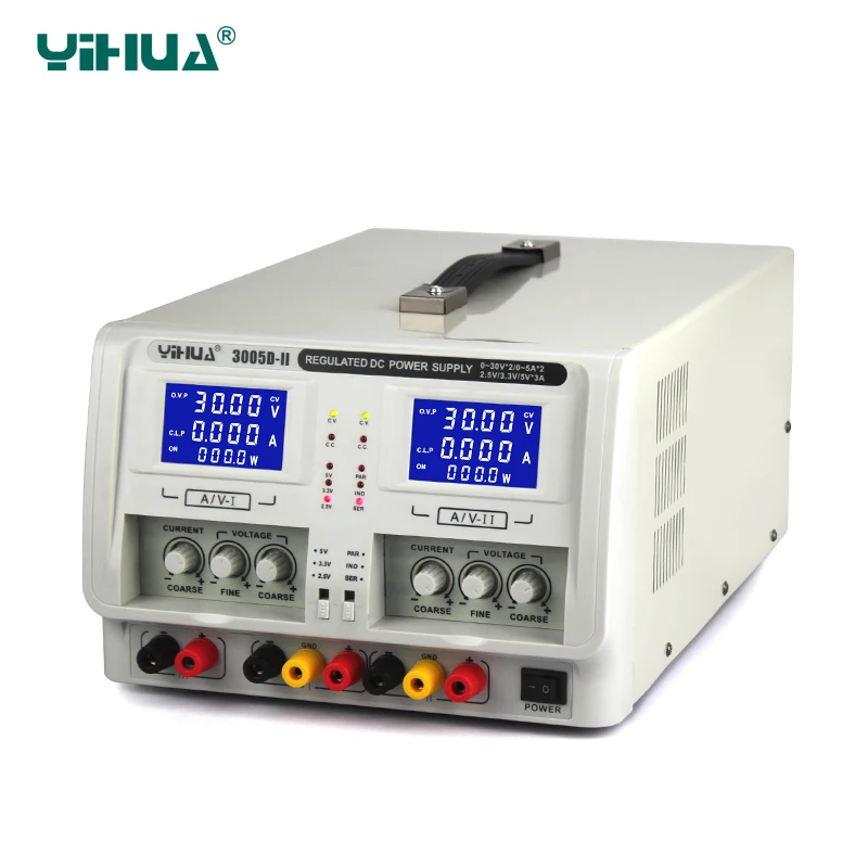 YIHUA 3005D-II двухканальный регулируемый выход DC источник питания переменный 0-30 в 0-5A регулируемый источник напряжения