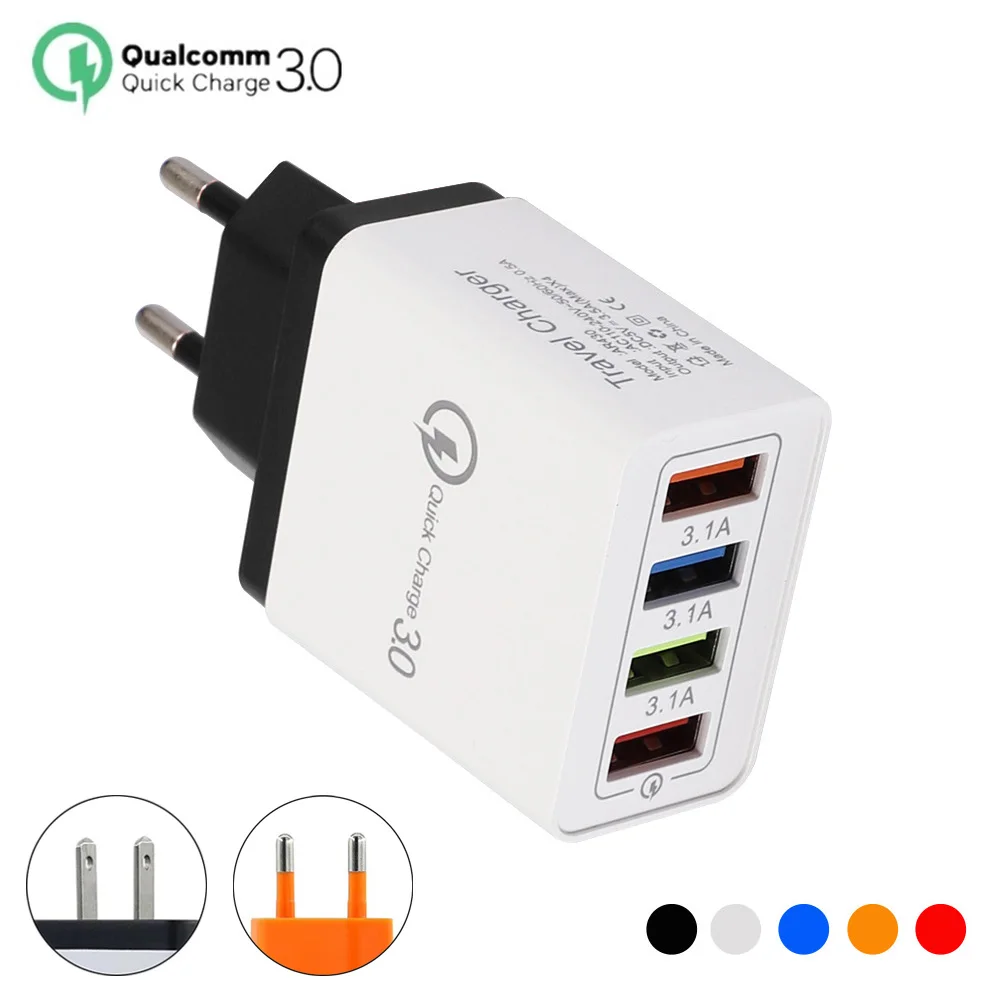 Новое поступление 4 порта быстрая зарядка QC 3 0 зарядное устройство USB дорожный