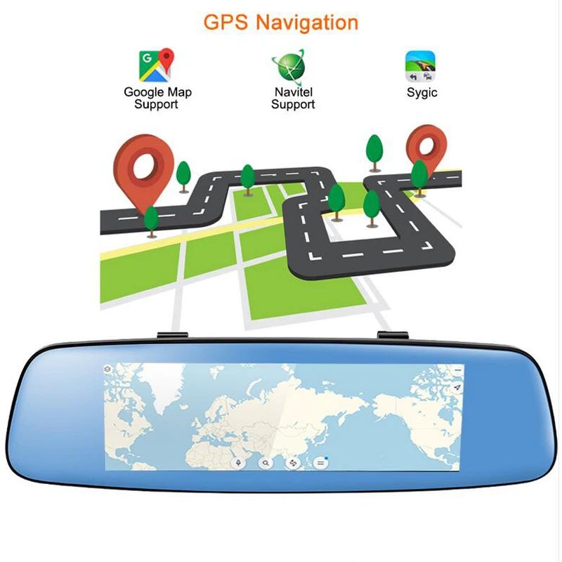 QUIDUX Android 8 0 &quot3G Автомобильный видеорегистратор зеркало заднего вида GPS навигация