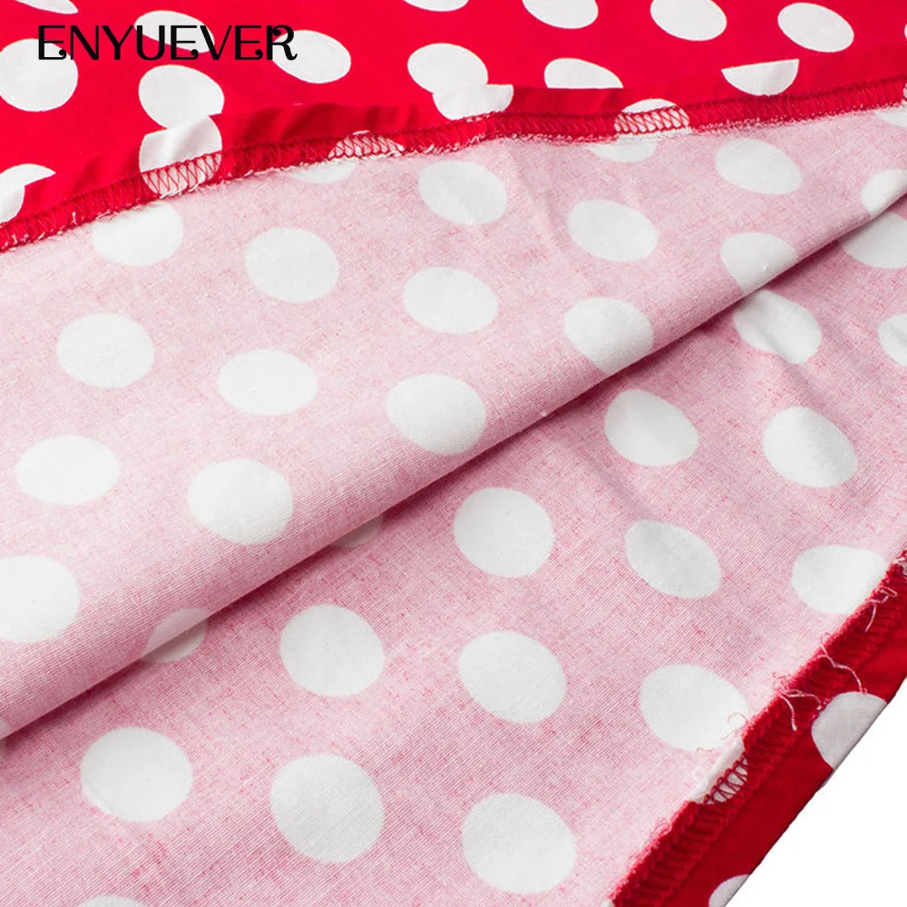Enyuever Red White Polka Dot Dress Women Clothing Sleeveless 50s Swing Pin Up Vestido Casual Vintage Robe Rockabilly Party | Женская