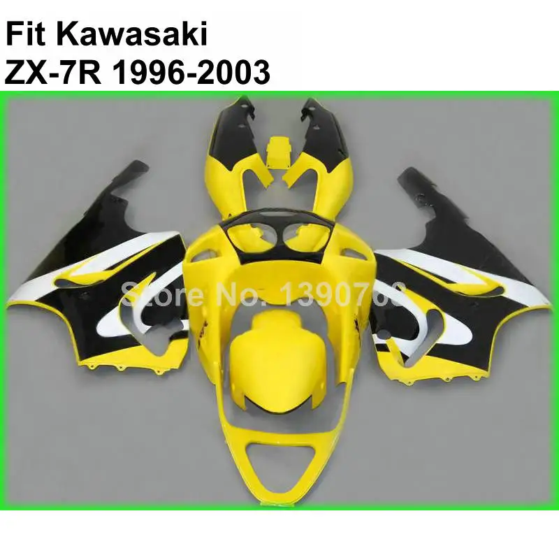 Высокое качество ABS обтекатель комплект для 96-03 Kawasaki ZX 7R желтые Обтекатели ninja