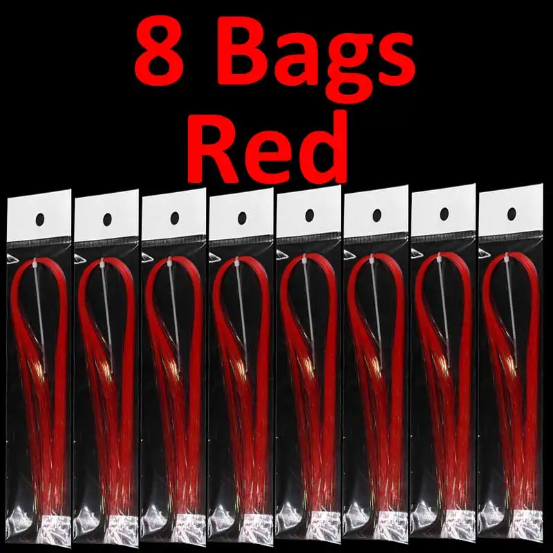 8 bags red 8 мешков 1/5" УФ лед крыло Flashabou стример Щука лосось мухобойка материал розовый желтый зеленый синий оранжевый - Цвет: 8 bags red
