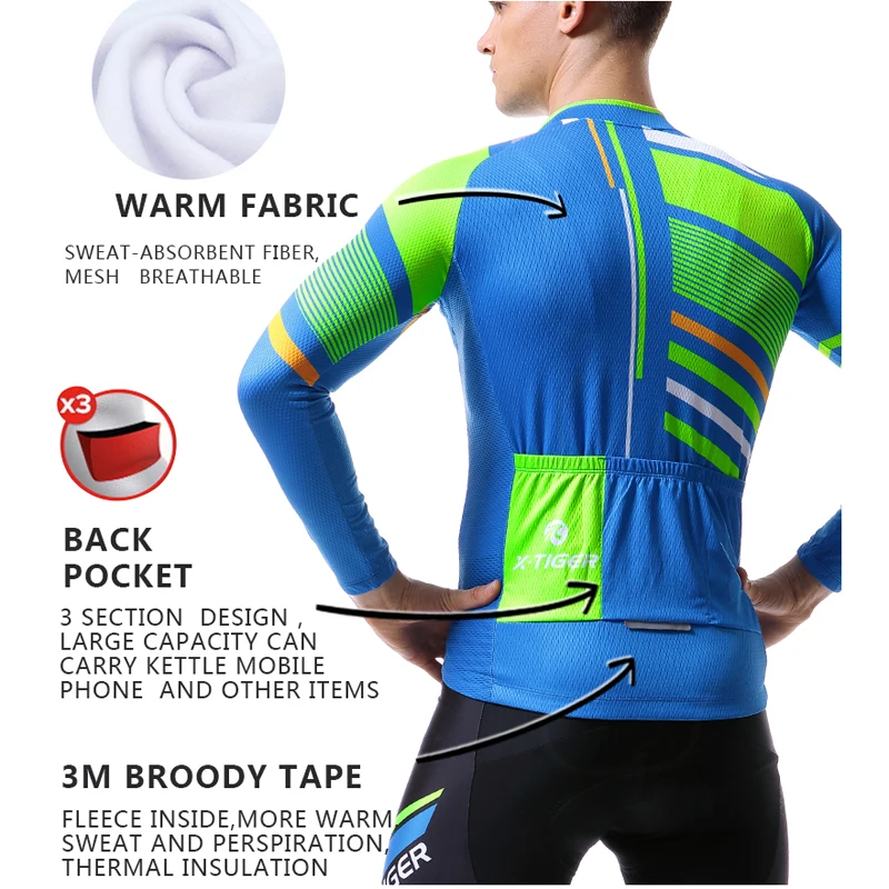 X Tiger 2020 Зимняя Теплая Флисовая одежда для велоспорта анти пот горный велосипед