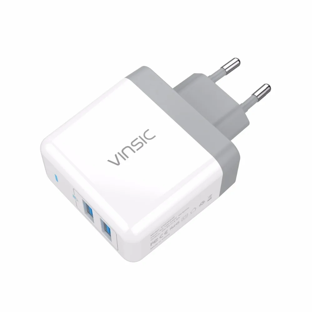 Vinsic Dual USB зарядное устройство для телефона 5 В/4.8A настенное портативное умное iphone 8