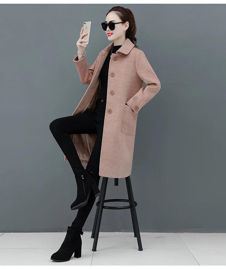 Хит продаж 2019 шерстяное пальто Женская весенне-осенняя Новая корейская модная