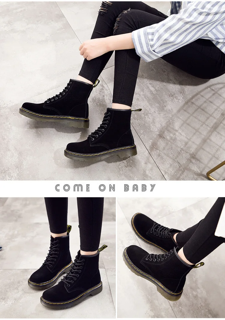 Женские ботинки; doc martins; коллекция года; винтажные классические ботинки martin в британском стиле из коровьей замши; женские мотоциклетные ботинки на толстом каблуке
