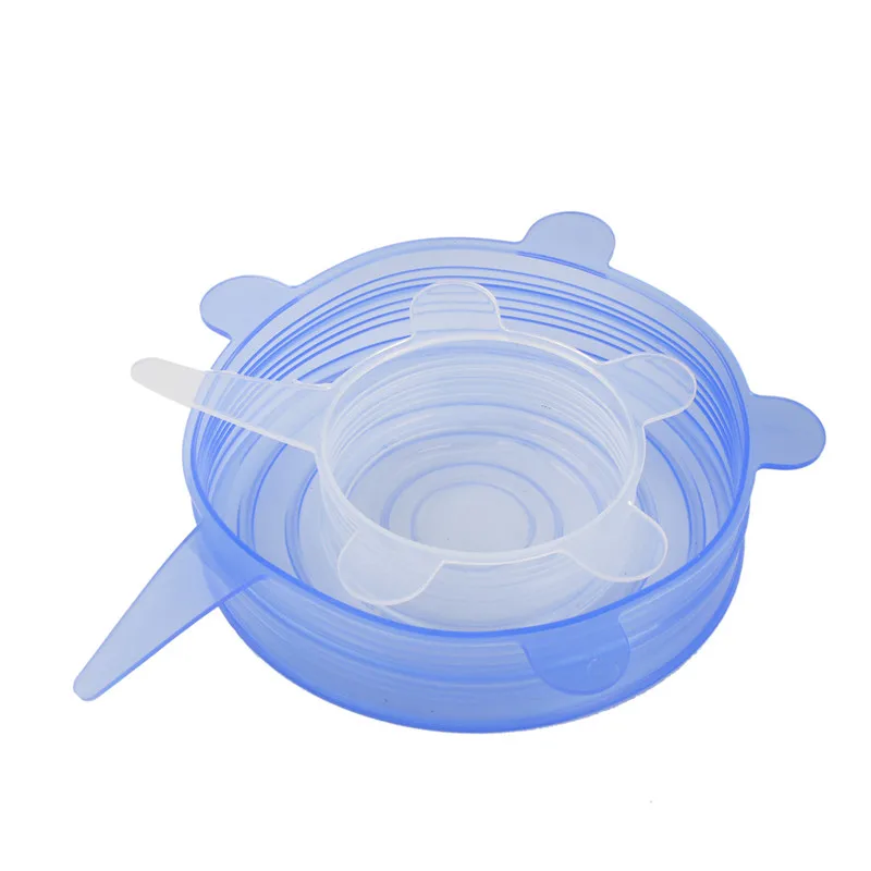 6 шт./компл. растягивающиеся крышки пищевого силикона для кухни пикника улицы