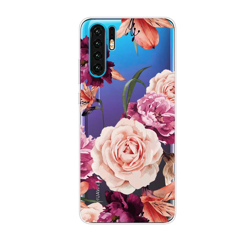 J P30 Pro Чехол для Coque huawei P30 Pro Чехол s Ретро цветок Прозрачный Мягкий ТПУ силиконовый чехол для huawei P 30 P30 Lite P30Pro Fundas - Цвет: J