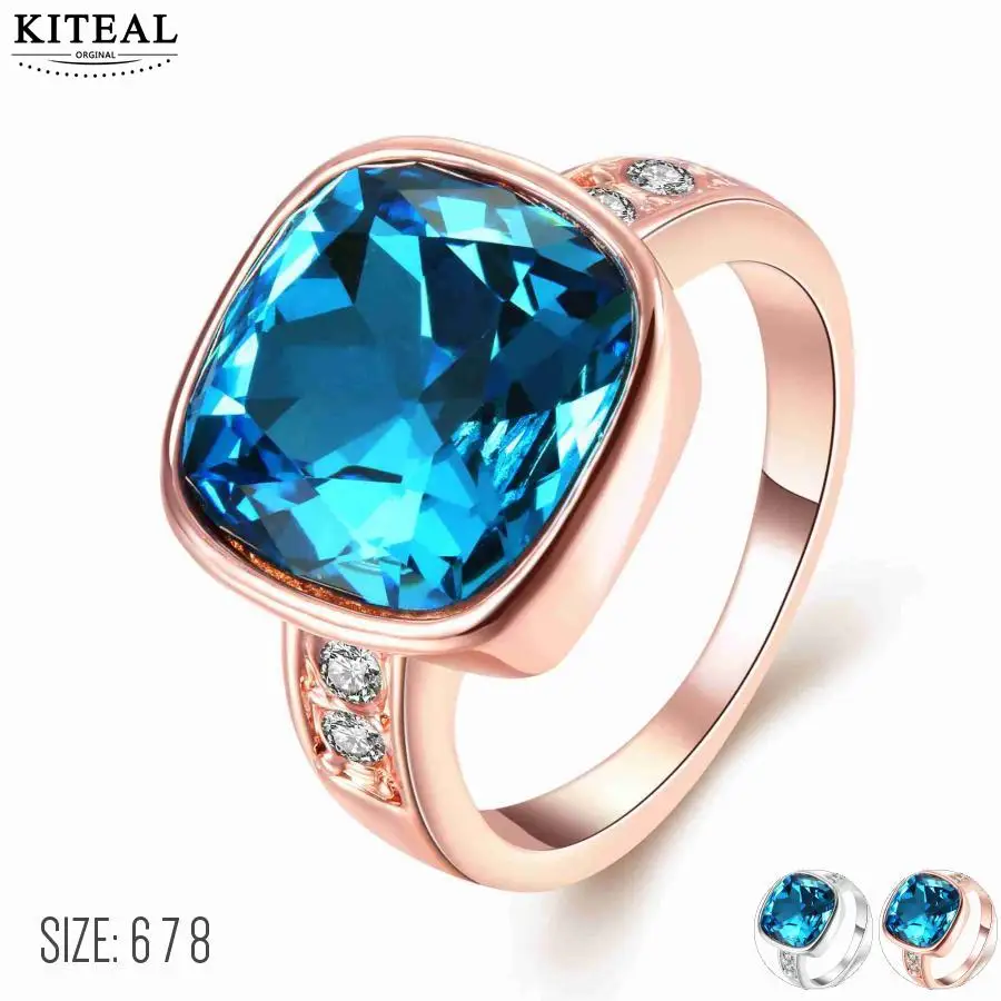 Женские свадебные кольца с розовым и золотым покрытием большие квадратные