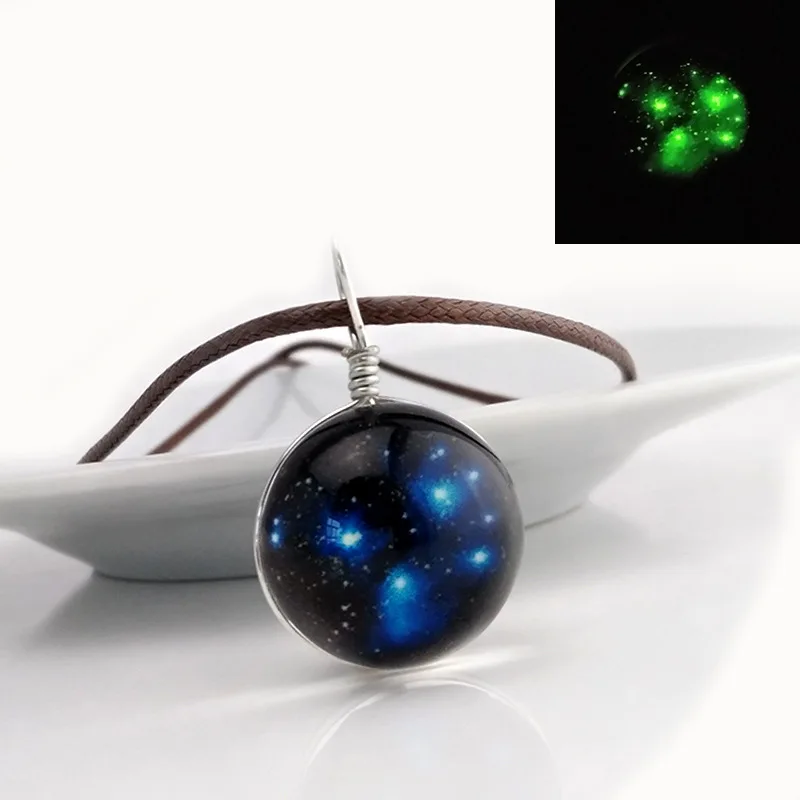 

Vintage Glass Ball Earth Design Long Necklace Simple Luminous Pendants & necklaces Men And Women Bijoux Fashion Jewelry