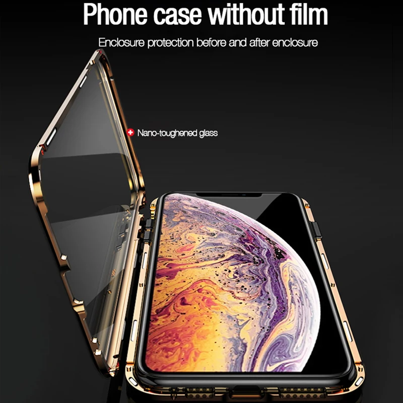 Двухсторонний стеклянный Магнитный адсорбционный чехол для телефона iPhone XS MAX X XR