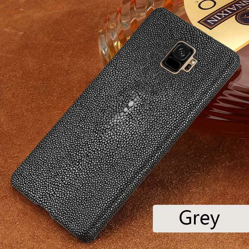 Чехол из натуральной кожи с натуральным жемчугом для samsung note 10 A70 S9 S8 note 10 pro S7Edge J7 S10 plus galaxy A50 защитный чехол - Цвет: Серый