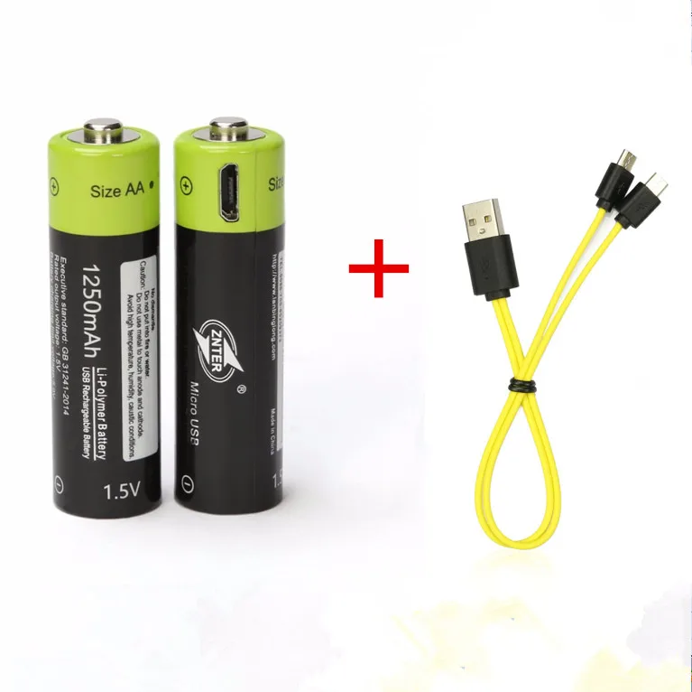 B ZNTER 1,5 V AA перезаряжаемая батарея 1250mAh USB перезаряжаемая литий-полимерная батарея+ микро USB кабель Быстрая зарядка - Цвет: B
