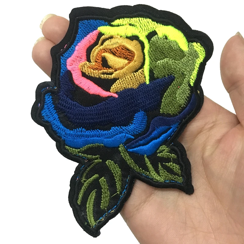 5 шт./лот красочные вышитые розы цветочные патчи для одежды рюкзак Цветочная
