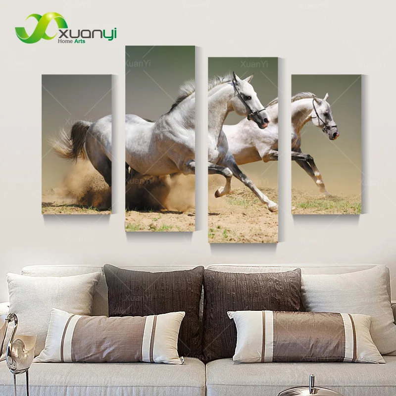 4 шт. картина маслом Белая лошадь | Живопись и каллиграфия