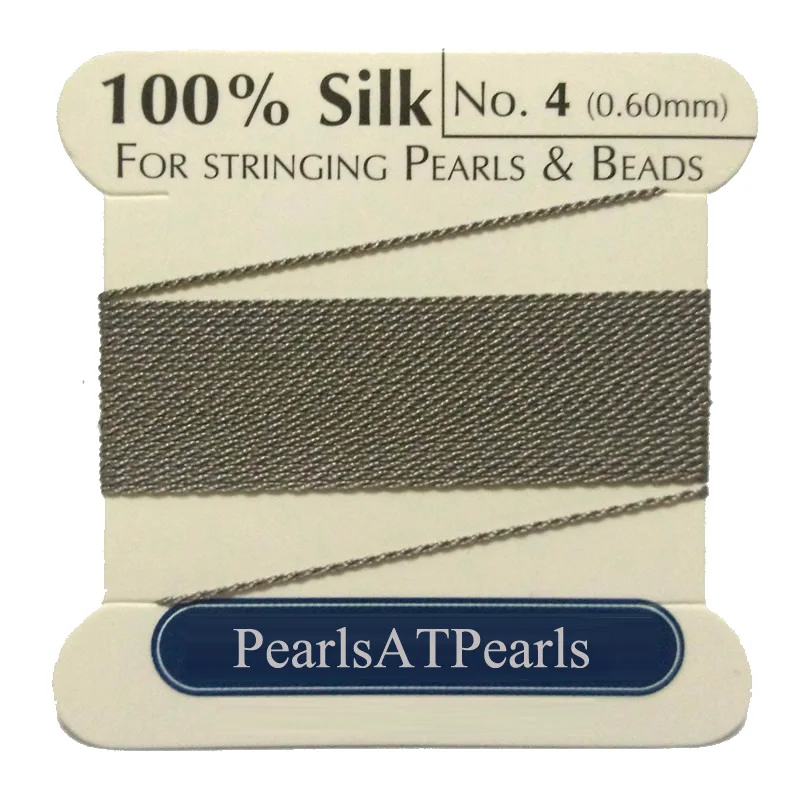 2M Long 0.6mm in Diameter Gray 100% Natural Silk Beading Cord with Needle Attached | Украшения и аксессуары