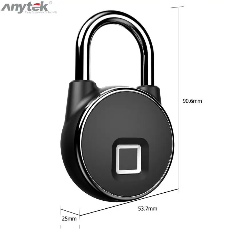 Anytek P22 Умный Замок без ключа с отпечатком пальца IP66 Противоугонный замок безопасности золотой замок безопасности без ключа USB Перезаряжаемый дверной замок
