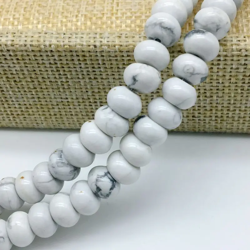 Модные разноцветные каменные бусины Rondelle колесо 8 мм круглый Abacus DIY серьги для изготовления ювелирных изделий Howlite Кристалл Опал оникс и т. Д - Цвет: howlite